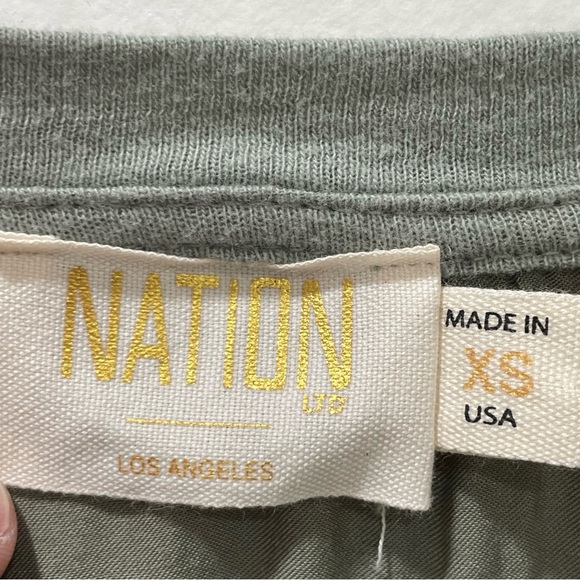 Nation LTD June Sateen V Neck Top Vintage Army Green Viscose Satin Women's XS - Picture 8 of 16